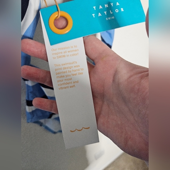 💚HP💚NWT Tanya Taylor Coraline Stripe Cutout One Piece Swimsuit Blue and White - Picture 11 of 16